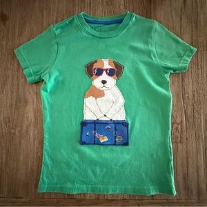 Dog with suitcase, appliqué shirt